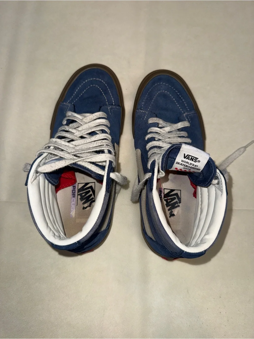 Vans Blue High-Top Sneakers with Brown Sole
